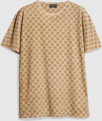 Gucci Printed Cotton T-shirt, Brown