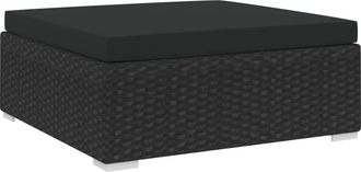 vidaXL Reposapi&eacute;s Seccional Con Coj&iacute;n 1 Ud Rat&aacute;n Sint&eacute;tico Negro Vidaxl