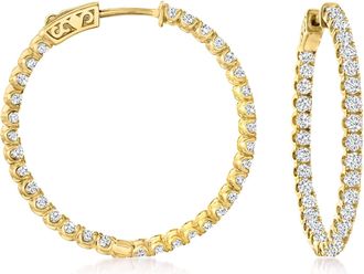 Ross-Simons CZ Inside-Outside Hoop Earrings in 18kt Gold Over Sterling