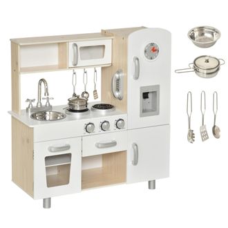 OEM Cocina De Juguete De Madera Con Fregadero Cocina De Inducci&oacute;n Y Microondas Simulados Con Accesorios Incluidos Cocina Infantil Para +3 A&ntilde;os 74x30x81 Cm