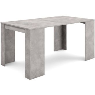 Skraut Home Mesa Consola Extensible, Mesa Comedor Plegable, 160, Para 8 Comensales, Comedor Y Cocina, Estilo Moderno, Gris Cemento - Skraut Home