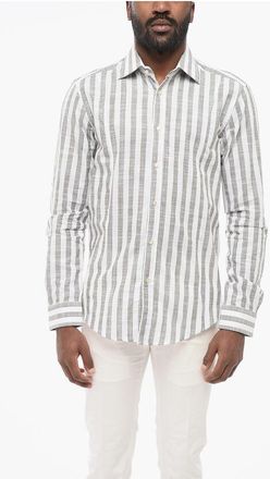 Brian Dales Two-Tone Striped Shirt with Spread Collar size 38