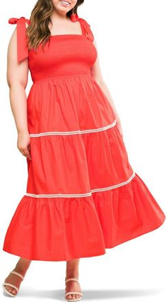 Flying Tomato Cotton Poplin Tie Strap Sundress in Tomato Red at Nordstrom Rack, Size 2 X