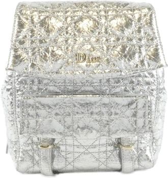 Dior Metallic Silver Leather Backpack (Pre-Owned)
