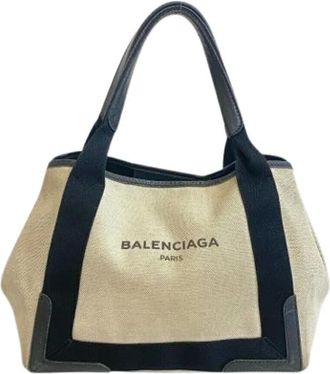 Balenciaga Pre-owned Tote Bags, female, Beige, Size: ONE SIZE Pre-owned Vintage Canvas Tote Bag