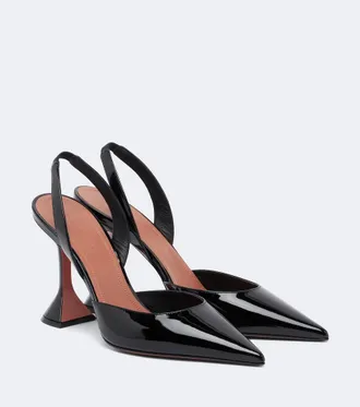 Amina Muaddi Holli patent leather slingback pumps
