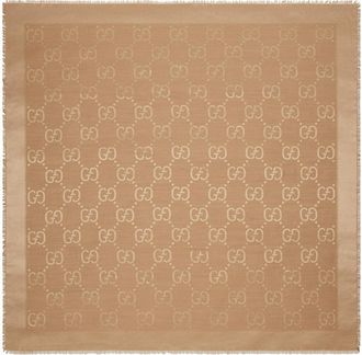 Gucci JACQUARD WOOL AND SILK SHAWL WITH GG PATTERN - Gucci - Woman