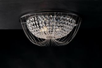 Netlighting Vienna Crystal K9 Flush Ceiling Light Chrome E14 in Silver