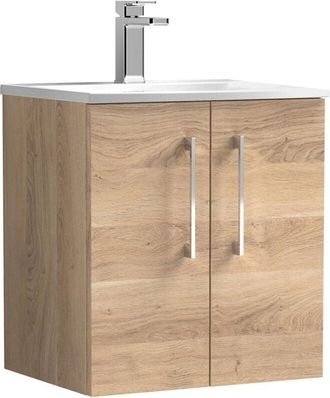 Nuie Nuie - Arno Wall Hung 2-Door Vanity Unit with Basin-4 500mm Wide - Bleached Oak