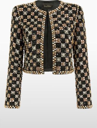 Jenny Packham Dahlia Crystal-Embellished Jacket in Liquorice at Nordstrom, Size 12 Uk