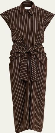 A.L.C. Emilia Pinstripe Draped Tie-Waist Shirtdress