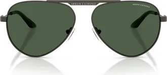A|X Armani Exchange 58mm Aviator Sunglasses in Matte Grey /Dark Green at Nordstrom