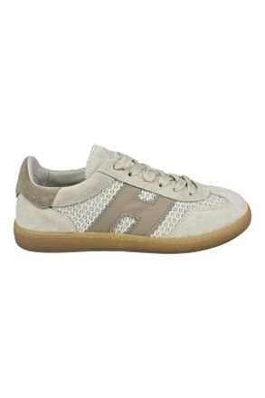 Hogan Sophisticated Beige Lace-Up Sneakers With Distinctive Logo Detail