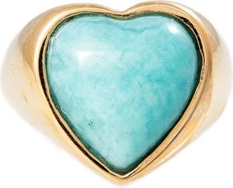 Jacquie Aiche 14kt geelgouden ring met hartvormig amazoniet