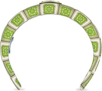 Prada Cerchietto con motivo geometrico - Verde