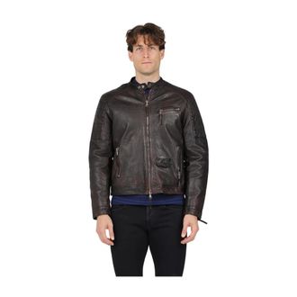The Jack Leathers Motor leren jas - Heren - Leren en Su&egrave;de Jassen - Bruin - 2XL - Jassen
