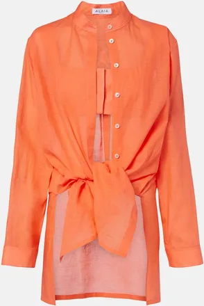 Alaia Ala&iuml;a Layered cotton and linen shirt