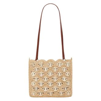 Paco Rabanne Shoulder Bags, female, Beige, Size: ONE SIZE Raffia Disc Shoulder Bag