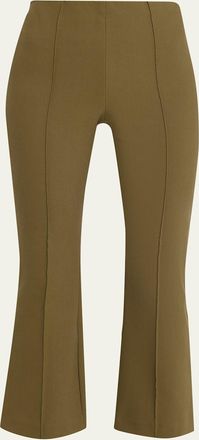 Vince Cropped Flare-Leg Pintuck Pants