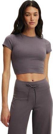 Cotton On Womens Active Ultra Soft Cropped Fitted Tshirt in Violet Grey at Nordstrom, Size Xx-Small