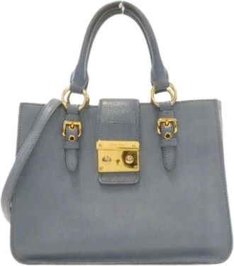 Miu Miu Pre-owned Madras Bicolore Bag - Dames - Vintage Handtas - Blauw - ONE Size - Leer - Vintage