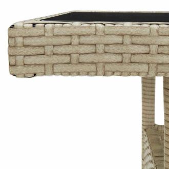 Berkfield Home Outdoor Dining Table Beige Poly Rattan & Glass