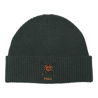 Polo Ralph Lauren Embroidered Fox Rib Beanie in College Green Men One Size - OS