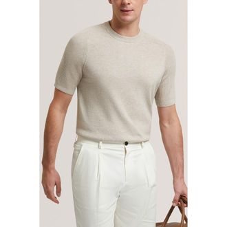 Ted Baker Torrent Short Sleeve Cotton & Wool Sweater in Taupe at Nordstrom, Size 6