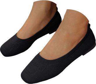 Generic Womens Knit Mesh Flat Lightweight Breathable Casual Shoes with Flexible Sole, Comfortable Round Toe Ballet Flat for Walking,Travel,Everyday Wear (4.5)