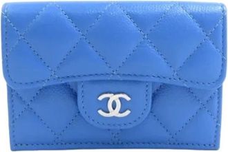 Chanel Pre-owned Portemonnee (tri-fold) - Dames - Vintage Accessoires - Blauw - ONE Size - Leer - Vintage