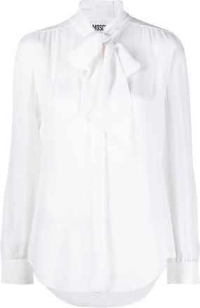 Moschino 0001 Camicia B.ca C/sciarpina - Dames - Blouses - Wit - L - Overhemden