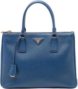 Prada Pre-owned Handbags, female, Blue, Size: ONE SIZE Pre-owned Galleria Satchel