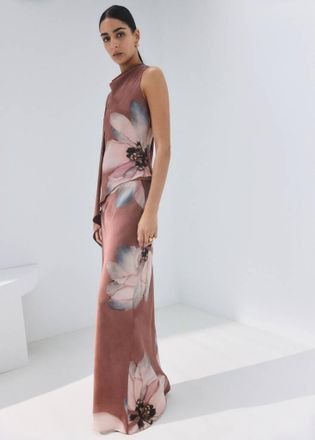 Mango Gonna lunga stampa floreale rosa pastello - Donna - XL - MANGO