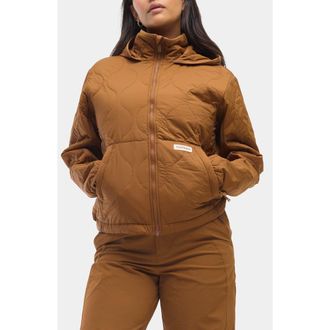Halfdays Bessie Water Resistant Packable Quilted Puffer Jacket in Nuthatch at Nordstrom Rack, Size Large