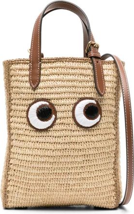 Anya Hindmarch Eyes raffia tote bag - Neutrals