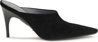 Balenciaga Womens Mule Pumps Duchesse Suede Black-Gold Upper: Sandal Black/gold