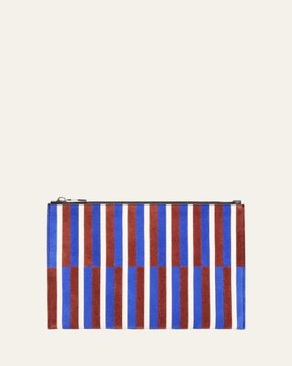 Proenza Schouler Striped Suede and Leather Pouch Bag