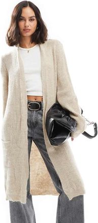 Only longline open cardigan in light beige-White