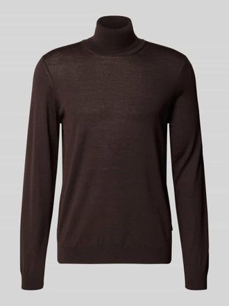 HUGO BOSS Regular Fit Rollkragenpullover aus reiner Schurwolle Modell MUSSO in Dunkelbraun, Gr&ouml;&szlig;e XXL