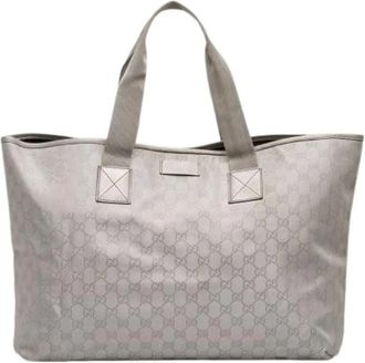 Gucci Pre-owned Tote Bags, female, Gray, Size: ONE SIZE Pre-owned Canvas Tote