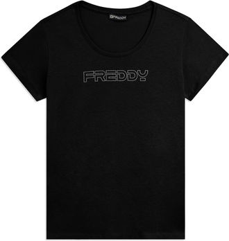 Freddy T-shirt Manica Corta con Logo FREDDY in Outline Glitter