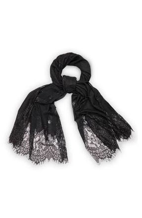 Saachi Lace Embellished Scarf in Black at Nordstrom Rack