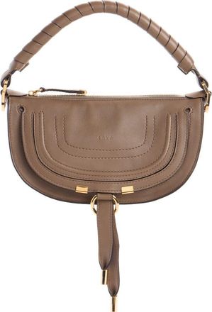 Chlo&eacute; Mini Marcie Leather Camera Shoulder Bag in Deep Taupe at Nordstrom
