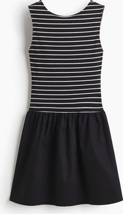 H&M Ausgestelltes Kleid - Marineblau/Gestreift