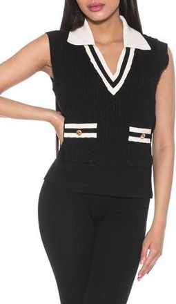 Alexia Admor Michelle Cable Knit Sweater Vest in Black at Nordstrom Rack, Size X-Small