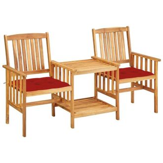 vidaXL Sillas Y Mesita De Jard&iacute;n Con Cojines Madera Maciza Acacia Vidaxl