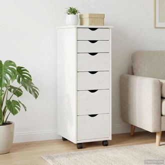 vidaXL Vidaxl Mobile Con Ruote 34 X 39 X 93,5 Cm Legno Di Pino Massello