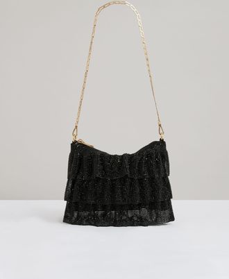 Reiss Womens Black Embellished Shoulder Bag, Size: 16x21.5x2cm