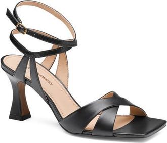 Johnston & Murphy Christine Ankle Strap Sandal in Black Glove Leather at Nordstrom, Size 6.5