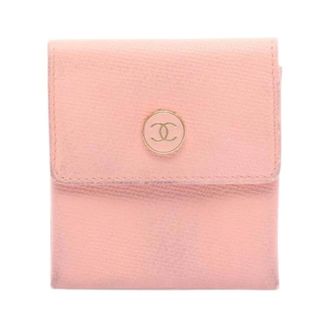 Chanel Pre-owned Coco Button Leren Portemonnee - Dames - Vintage Accessoires - Roze - ONE Size - Leer - Vintage